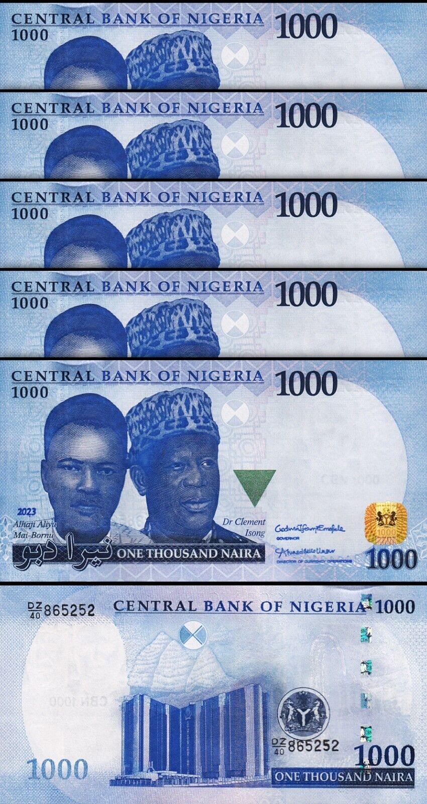 Nigeria 1000 Naira 2023 UNC 10 Pcs LOT P NEW DESIGN Fortumor