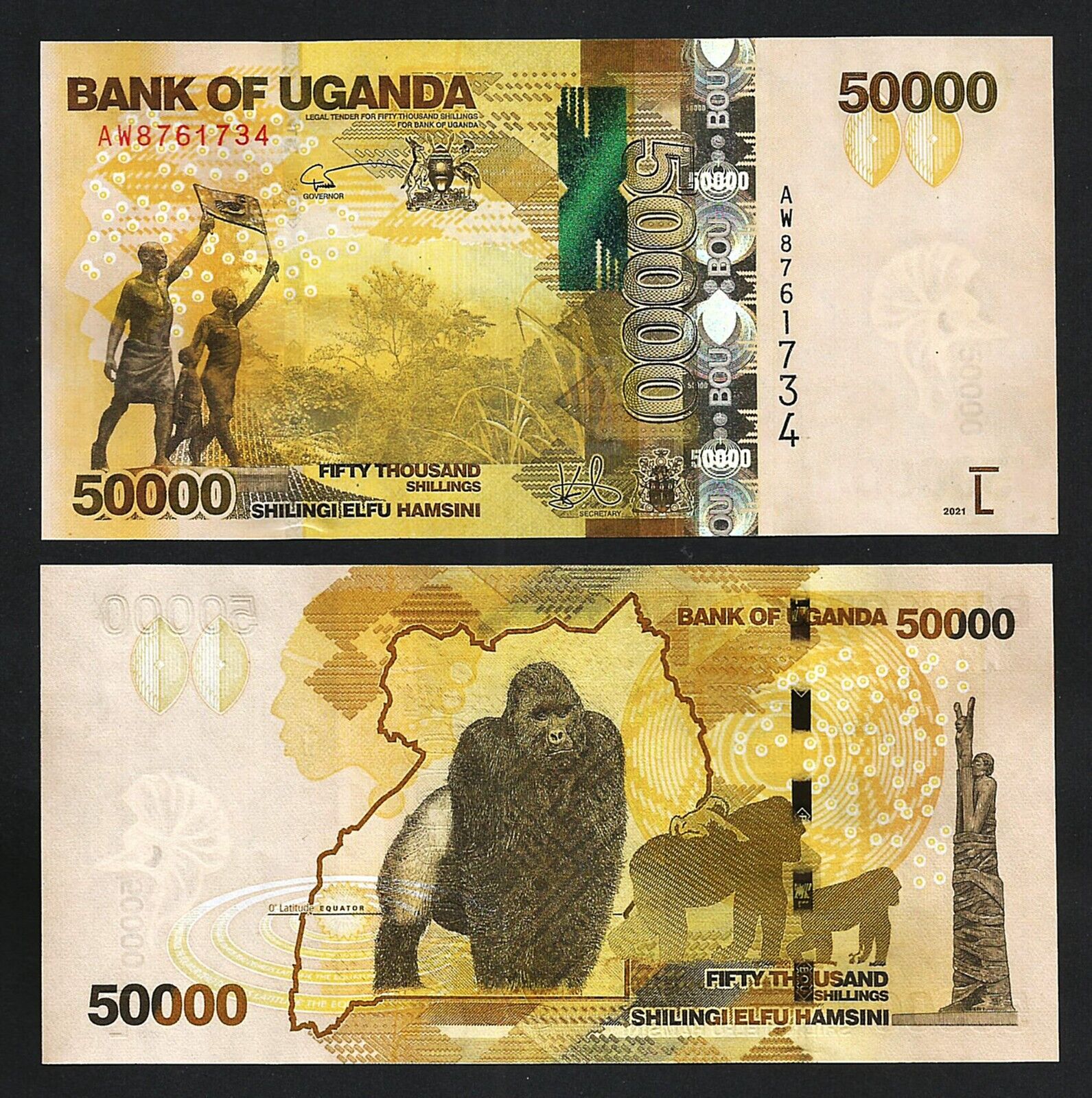 Uganda 6 Pcs Set 1000 2000 5000 10000 20000 50000 Shillings 2019 2021