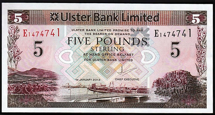 Radar Ireland Ulster Bank 5 Pounds