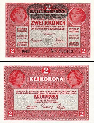 Austria 2 Krone 1917 1919 , aAU , P-50