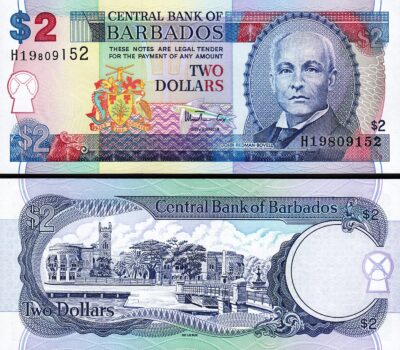 Barbados 2 Dollars, 1998, UNC, P-54a