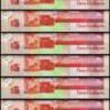 Belize 5 Dollars 2020, UNC, 10 Pcs Consecutive LOT, P-67, QEII