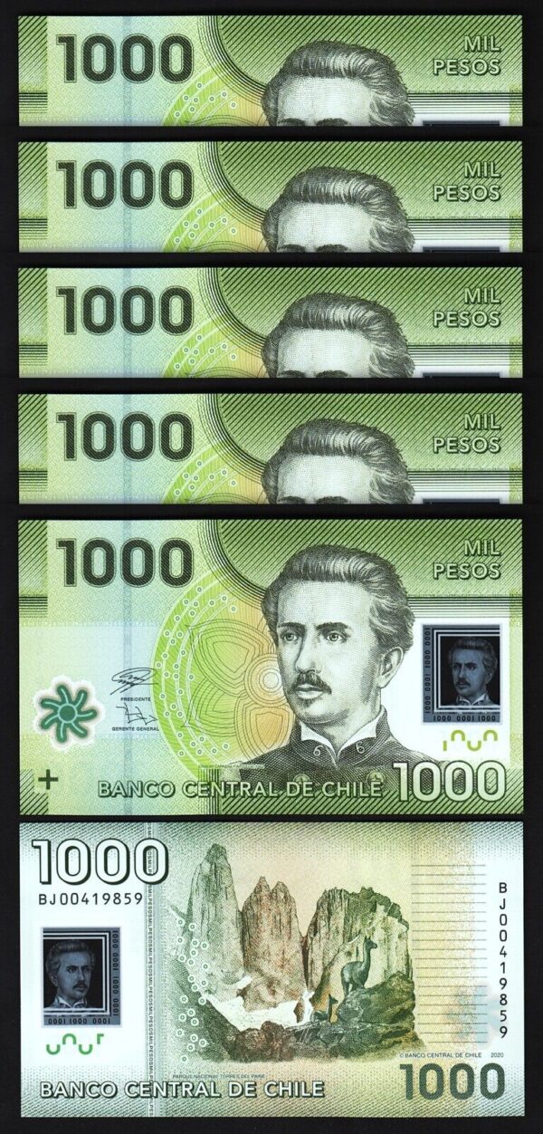 Chile 1000 Pesos 2020, UNC, 10 Pcs LOT, Consecutive, POLYMER, P-161j - Image 3