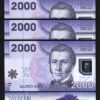 Chile 2000 Pesos 2016, UNC, 5 Pcs LOT, Consecutive, POLYMER, P-162f