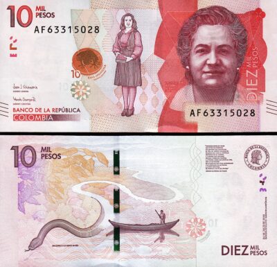 Colombia 10000 Pesos 2018, UNC, P-460, Prefix AF