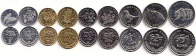 Croatia, UNC, 9 PCS COIN SET, 1 2 5 10 20 50 Lipa 1 2 5 Kuna 2022