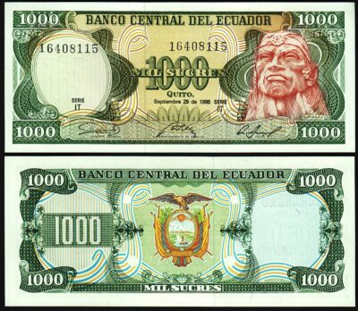 Ecuador 1000 Sucres 1986, UNC, P-125a