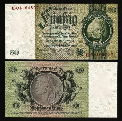 Germany 50 Reichsmark 1933 Berlin, XF+ P-182b, Watermark Ornament