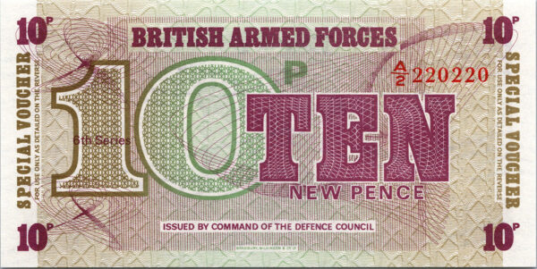 Great Britain, British Armed Forced, 10 New Pence, REPEATER 220 220, 1972, UNC