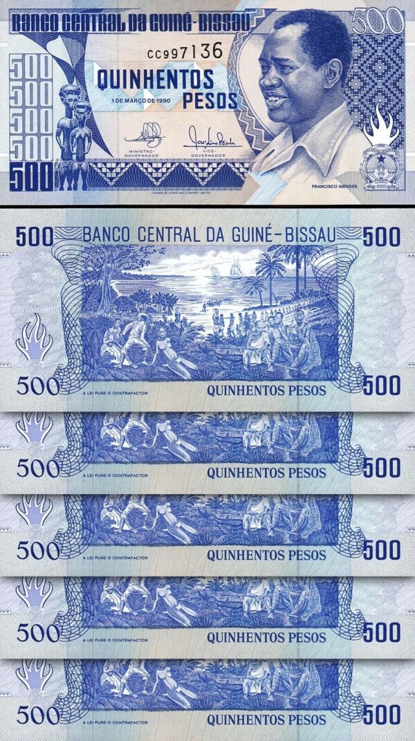 Guinea Bissau 500 Pesos 1990, UNC, 10 Pcs LOT, Consecutive, P-12 - Image 3