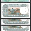 India 5 Rupees 1975, UNC, 5 PCS LOT, P-80q Sign 86, Letter B