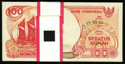 Indonesia 100 Rupiah 1992 2000, BUNDLE, UNC, Pack of 100 PCS, Consecutive,P-127h