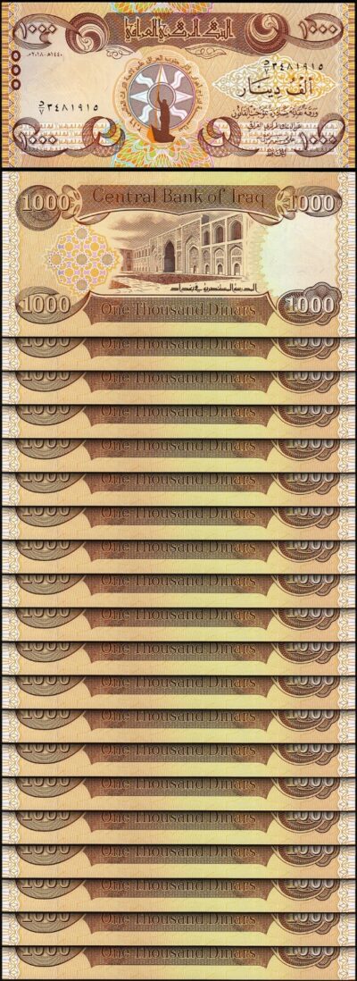 Iraq 1000 Dinars 2018, UNC, 20 Pcs LOT, MONUMENTS UNESCO, Comm,P-104