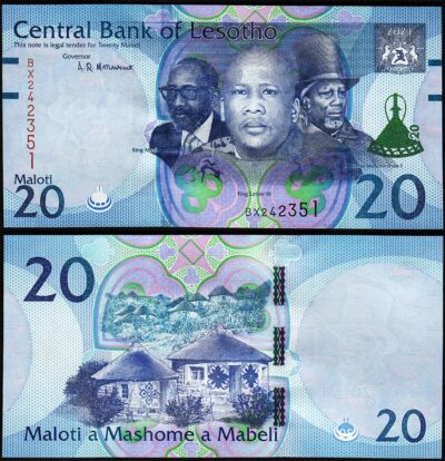 Lesotho 20 Maloti 2021 - 2022, UNC, P-27