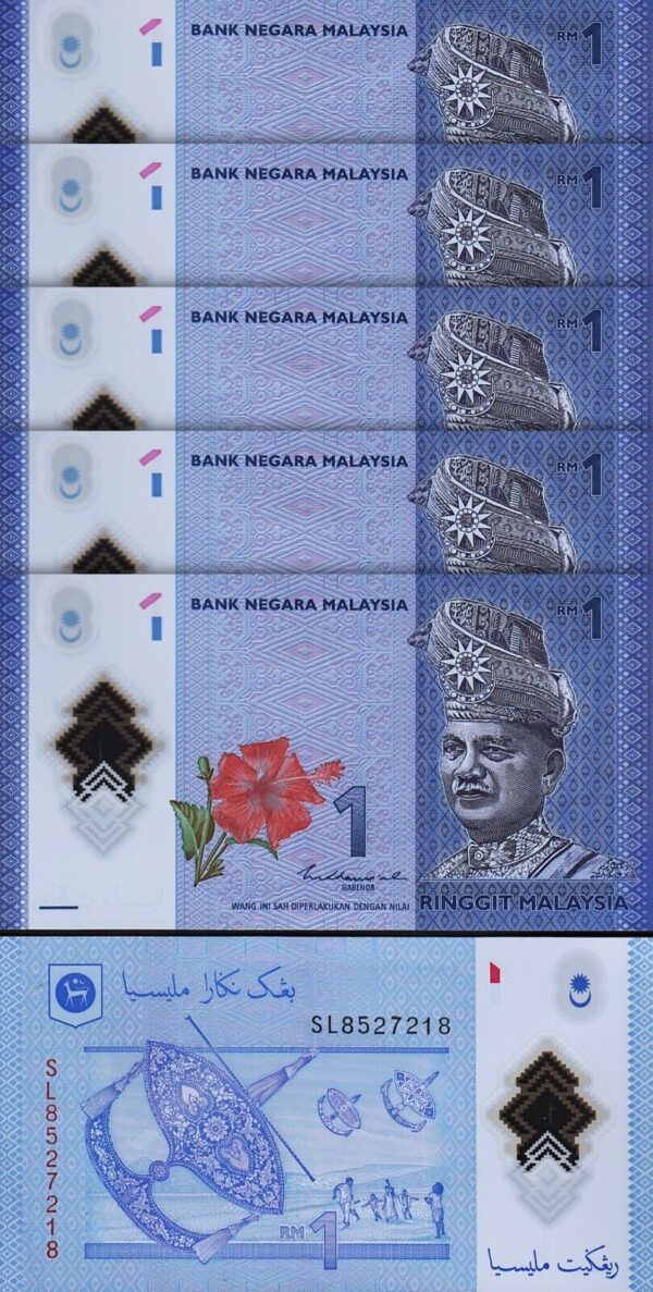 Malaysia 1 Ringgit Nd 2021, UNC, 10 PCS LOT, Polymer, P-51c, New Signature - Image 3