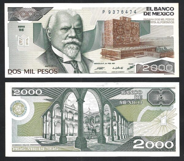 Mexico 2000 Pesos 1987, AUNC / UNC, P-86b