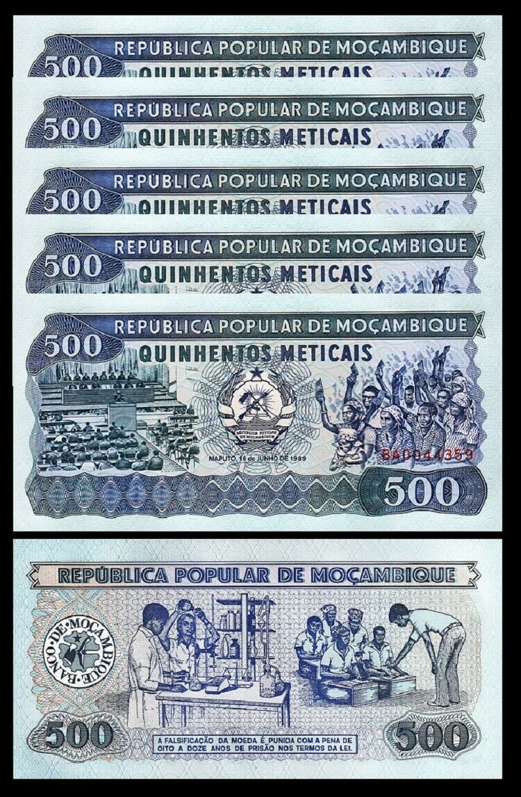 Mozambique 500 Meticais 1989 P-131c Banknotes UNC 