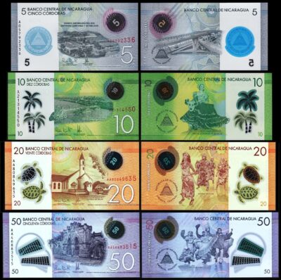 Nicaragua 4 Pcs UNC Set 5 10 20 50 Cordobas 2015 2021,Polymer,P- 209 210 211 219