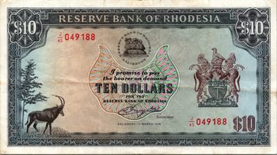 Rhodesia 10 Dollar 1 March 1976, aXF, P-33b