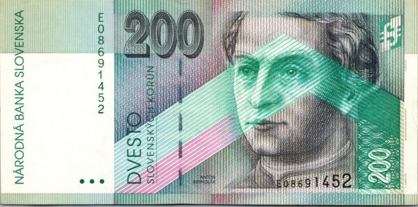 Slovakia 200 Korun 1995, AU with Tear Right Border, P-26