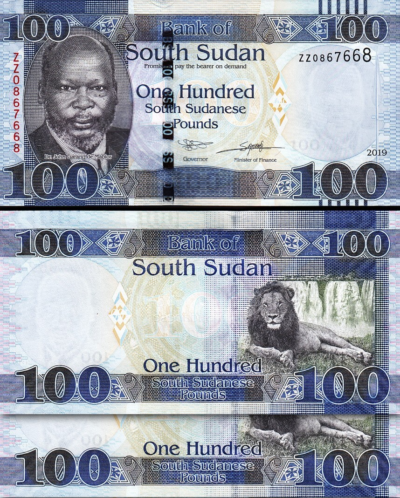 South Sudan 100 Pounds 2019, REPLACEMENT ZZ, UNC, 2 Pcs PAIR, Consecutive,P-15dr