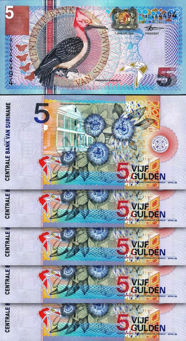 Surinam Suriname 5 Gulden 2000, UNC, 20 Pcs LOT, Consecutive, P-146 - Image 3