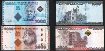 Tanzania 2 Pcs UNC Set, 1000 2000 Shillings ND 2020, UNC, P-41 42