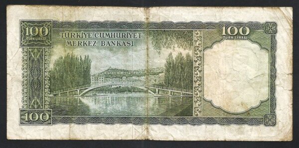 Turkey 100 Lira 1969, aVF, P-182b, Prefix E72 - Image 3