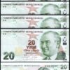 Turkey 20 Lira 2009 - 2022, UNC, 10 Pcs LOT, Consecutive, P-224f,New Sign,Prfx G - Image 3