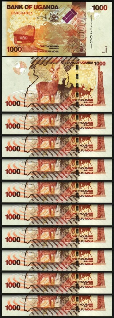 Uganda 1000 Shillings 2024, UNC, 10 Pcs LOT, Consecutive, P-49 New Date