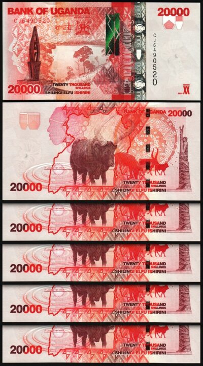 Uganda 20000 20,000 Shillings 2025, UNC, 5 Pcs LOT, Consecutive,P-53 NEW DATE,CJ