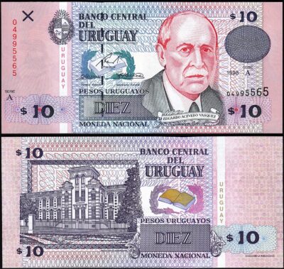 Uruguay 10 Pesos 1998, UNC, P-81, Serie A