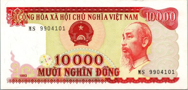 Vietnam 10000 Dong 1993, XF, With Small Pale, P-115