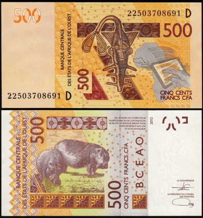 W.A.S, MALI 500 Francs 2022, AU, P-New (419)