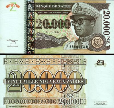 Zaire 20000 20,000 Zaires 1996, UNC, P-73