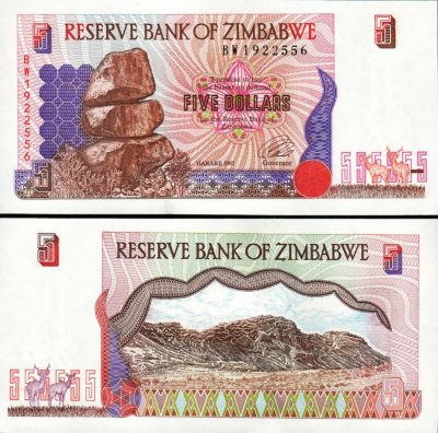 Details about   Zimbabwe PNew B193 5 Dollars  2019 UNC AH prefix  @ EBS 