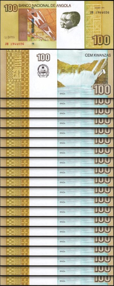 Angola 100 Kwanzas 2012, UNC, Consecutive, 20 Pcs LOT, P-153