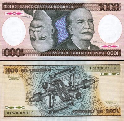 Brazil 1000 Cruzeiros 1986, UNC, P-201d, Sign 22