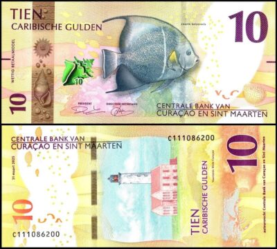 Curacao - Sint Maarten, Caribbean Guilder 10 Gulden 2025, UNC, P-1, Anglefish