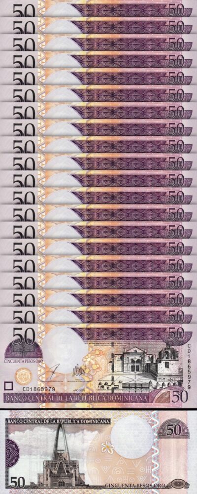 Dominican Republic, 50 Pesos Oro 2003, UNC, 20 Pcs LOT, P-170b