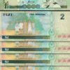 Fiji 2 Dollars 1996, UNC, 5 Pcs LOT, Consecutive, P-96b, Queen Elizabeth II