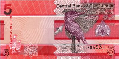 Gambia 5 Dalasis 2019, UNC, 7 Digit RADAR 1354531, P-37