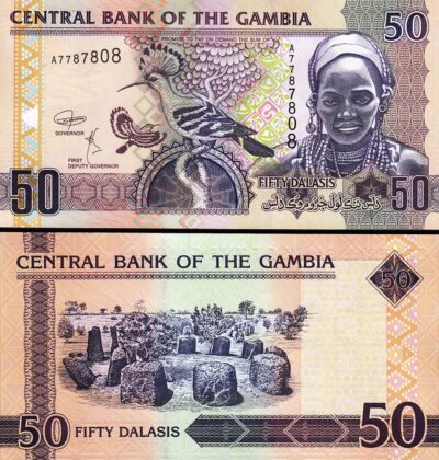 Gambia 50 Dalasis 2018, UNC, P-28d, Prefix A