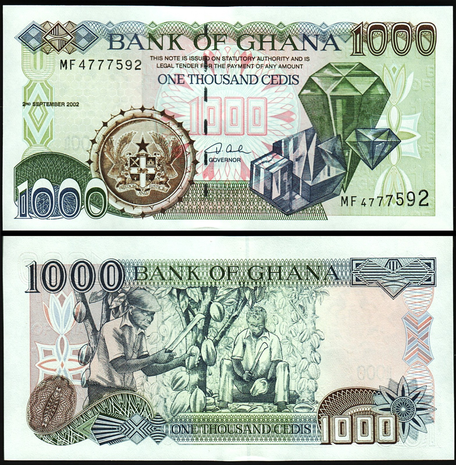 Ghana 1000 Cedis 2002, UNC, P-32h