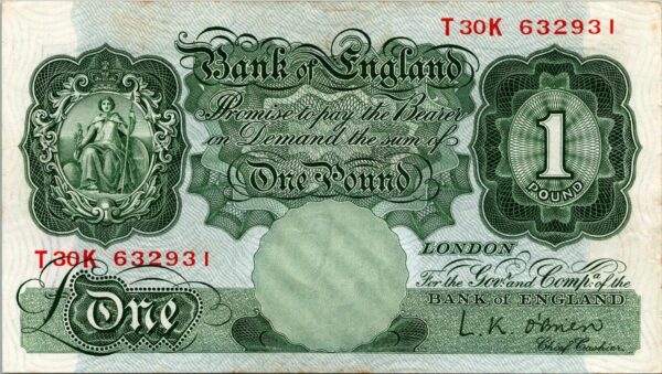 Great Britain England 1 Pound 1955 1960, aXF, P-369c