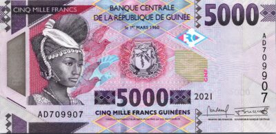 Guinea 5000 Francs 2021, RADAR 709907, UNC, P-49c