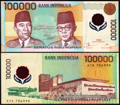 Indonesia 100000 100,000 Rupiah 1999, UNC, POLYMER, P-140