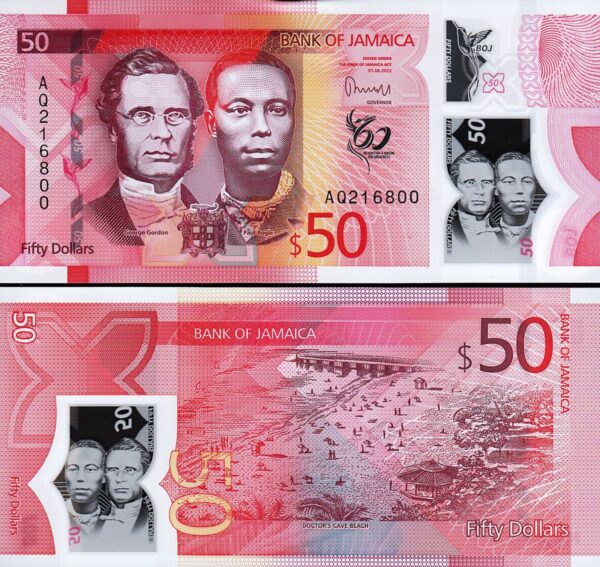 Jamaica 50 Dollars 2022 2023, UNC, 10 Pcs Consecutive LOT, Polymer, P-New Design - Image 4