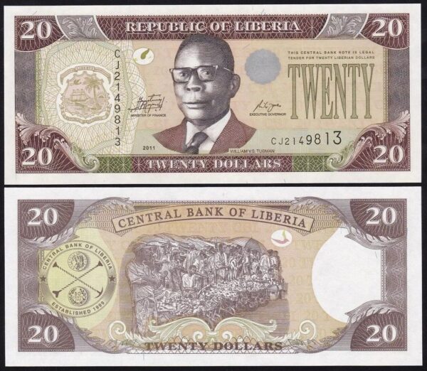 Liberia 20 Dollars 2011, UNC, P-28