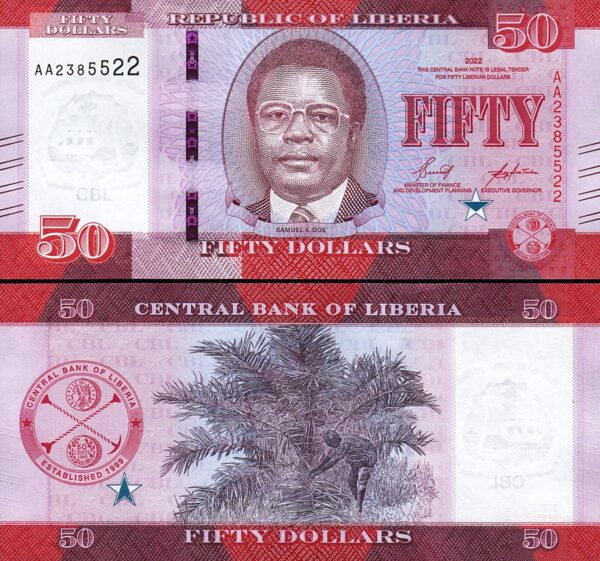 Liberia 50 Dollars 2022, UNC, 10 Pcs LOT, Consecutive, P-New Design - Image 4